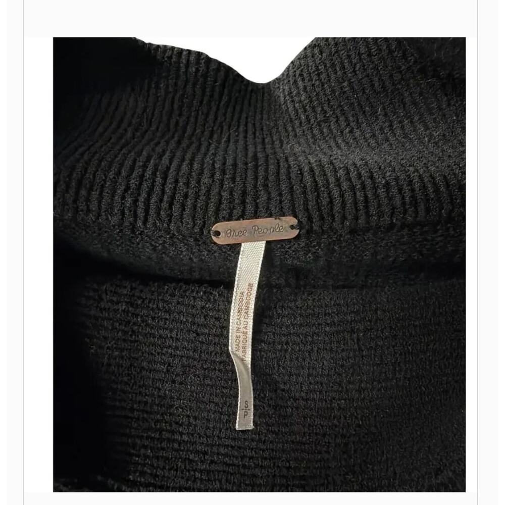 Free People Ottoman Sweater Black Mock Neck Slouchy Tunic Oversized Cozy - Picture 5 of 6